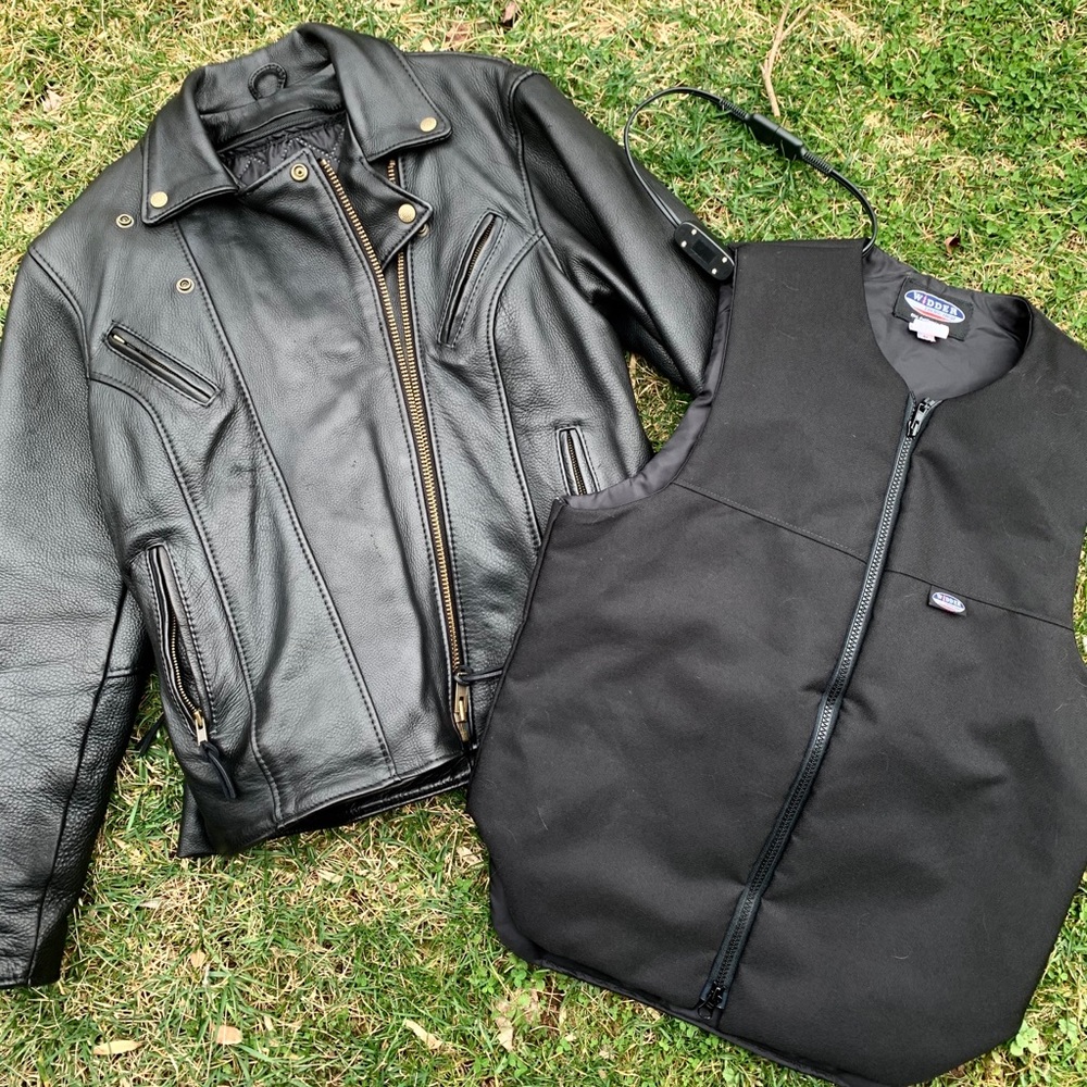 Motorcycle leather jacket and Heated vest duo 🏍